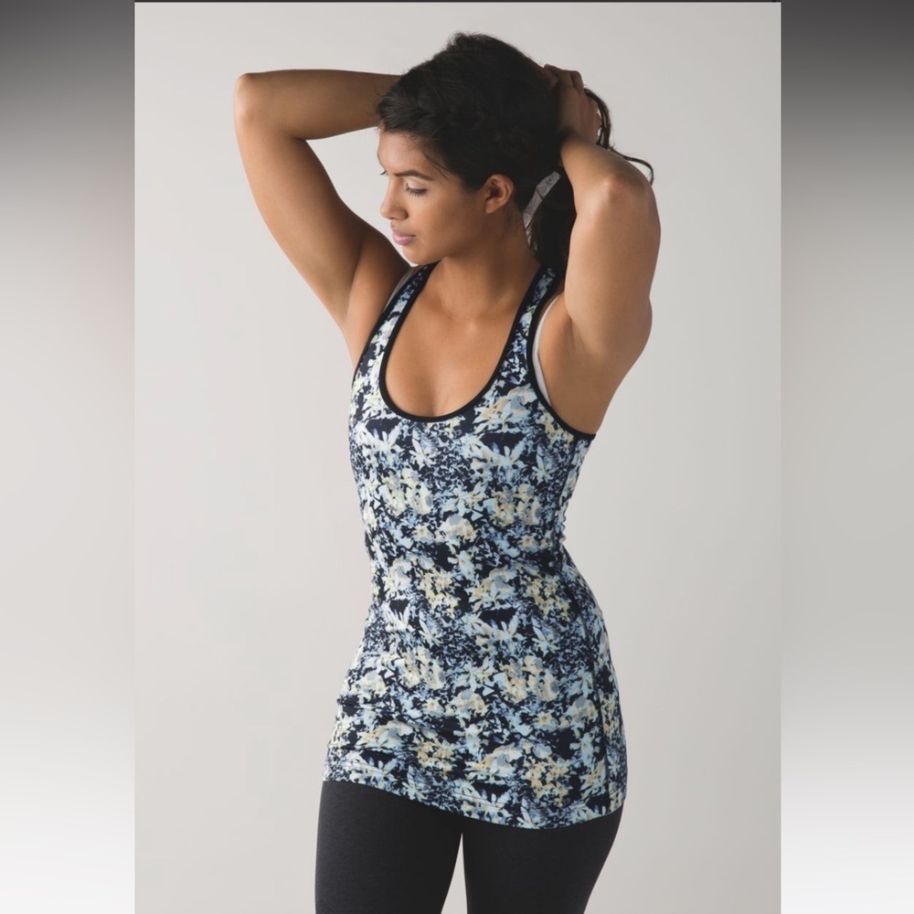 Lululemon Cool Racerback Crosscourt Petal Black Clarity Yellow / Black Size 6